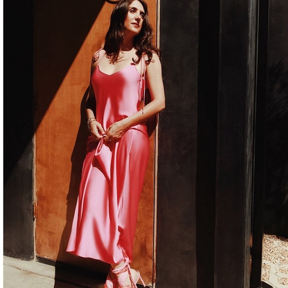 Gianni Bini Pink Satin gorgeous Slip Maxi Dress - Picture 5 of 12